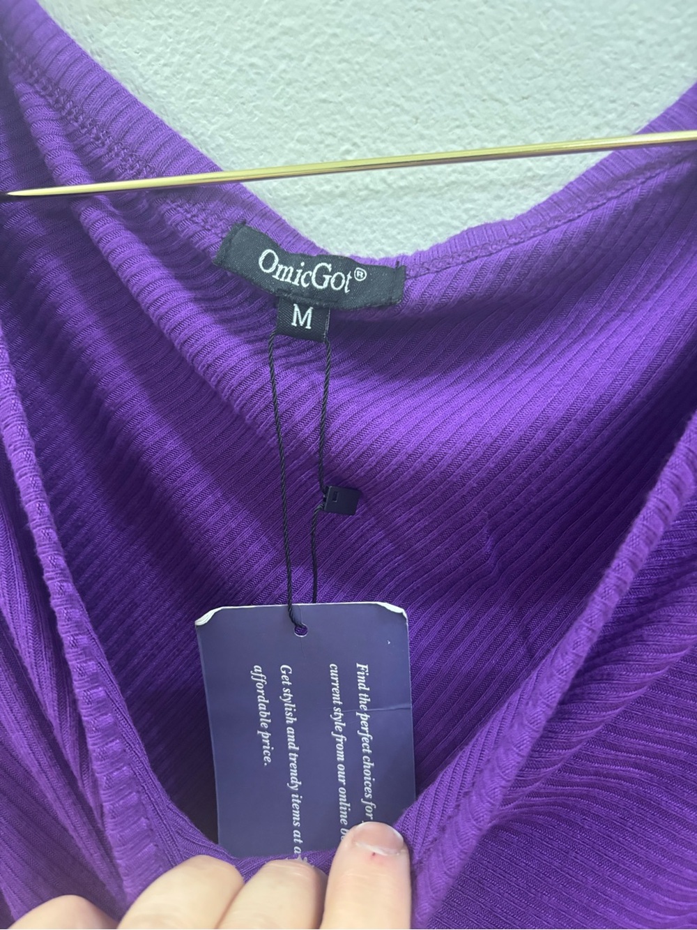 OmicGot purple off-shoulder ribbed long-sleeve dolman top - Picture 2 of 4